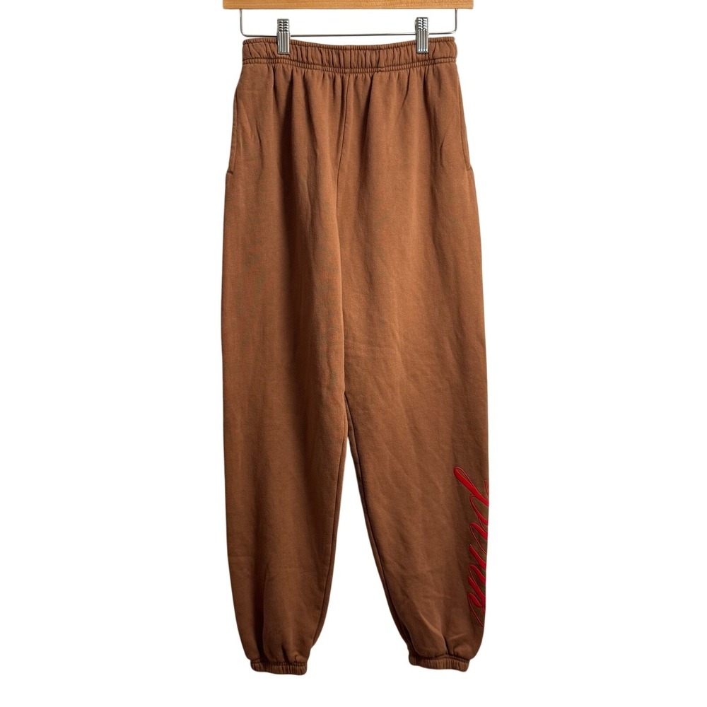 PINK Victoria's Secret Caramel Kiss Jogger Sweatpants Red Script Logo Small